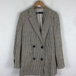 ZARA  Plaid Oversized Blazer Size XS Double Breasted Lightweight Cotton Chic Photo 2