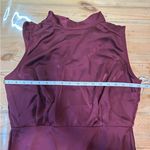 Lulus Classic Elegance Wine Satin Sleeveless Mock Neck Maxi Dress Red Size L Photo 3