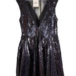 Free People Black Combo Sequin Mini Sheer V Top Party Cocktail Dress Sz XS NWT Photo 1