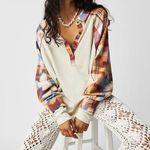 Free People  Isabelle Plaid Trim Thermal Henley In Mink Combo Size Large Photo 0