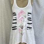 EXPRESS 🫶🏼 Wild Love Sequin Flowy Tunic Tank Top White Sheer Back Pastel XS Photo 0
