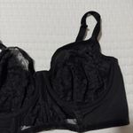 Cacique  42DDD Unlined Balconette Bra Underwire Black Lace & Mesh Velvet Accent Photo 13