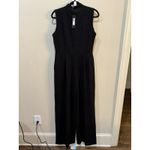 Donna Karan Black Pleated Sleeveless Straight Leg Jumpsuit Size 10 Photo 4