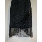 Women’s Vintage Silk Beaded Fringe Flapper Gown Dress size 6 Black Photo 2