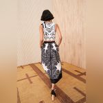 Ulla Johnson  Francesca Satin Trim Floral Appliqué Black White Midi Skirt Size 4 Photo 2