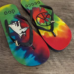 Peace Dog Tie Dye Flip Flops 41/42 EU (Approx Size 10) Hippie Boho Festival Green Photo 2