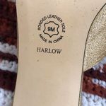 Vintage Metaphor Gold Glitter Glam Rhinestone Party Glamour Evening Kitten Heels Pumps Mules Genuine Leather Square Toe Size 9M Photo 4