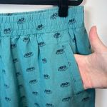 Loft Outlet Women's Linen Blend Skirt Teal All Over Elephant Print Pockets Large Photo 3
