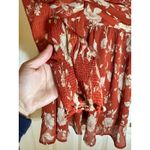 Lulus NWT Red Floral Print Long Sleeve Smocked Waist Mini Dress Size M Photo 4