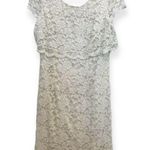 Maggy L Ivory Lace Overlay Dress Size 14 Short Sleeve Lined Cocktail Dress White Photo 0