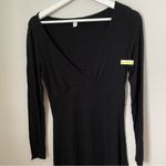 BP Dress Long Sleeve V-Neck Mini Black Solid Casual Neutral Photo 2