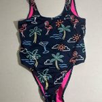 Chubbies  Womens One-Piece Swimsuit Small Neon Lights‎ Electric Retro Tropical Photo 1