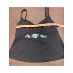 Coco reef  34DD Black Tankini Top Embroidered Sequin Blue Floral Adjustable Strap Photo 4