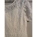 White lace short sleeve dress Size Large L V back stretch wedding event Photo 3