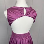 Hello Molly Lovely Travels Midi Purple Satin Dress O-ring Cutout Open Back XS Photo 6