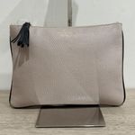 Kate Spade Pebble Leather Zip Up Pouch Clutch with Tassel Trim Gray Photo 0
