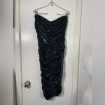 LEAU NWT black faux leather rouched strapless mini dress. XXL Photo 3