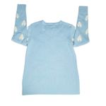 Sail To Sable womens Blue Lacecap heart wool pullover sweater Medium Photo 7