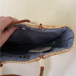 QVC Straw Tote Bag Umbrella Flip Flop Beach Chair Sequin Woven Beach Vacation Brown Photo 2