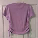 SheIn Purple Butterfly Embroidered Ribbed Drawstring Short Sleeve T-Shirt Photo 2