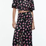 ZARA NWOT  SATIN MIDI SKIRT WITH FLORAL PRINT  HIGH WAIST BLOGGERS FAV Photo 0