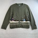 Croft & Barrow  PXL Petite XL Cardigan Sweater Zip Up Embroidered Holiday Snowmen Photo 1