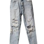 ZARA Size 6 high waisted distressed denim mom jeans Photo 0