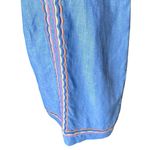 Talbots  Linen Blend Blue‎ Embroidered Trim Shift Dress Size 10 Photo 2