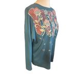 Sassy Sports Women's Vintage Teal Green Gold Floral Long Sleeve Crewneck Sweatsh Size XL Photo 7