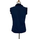 Tory Burch Sleeveless Top 4 Navy Ruffle Trim Button Down Career Chic Photo 3