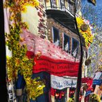 Vintage button up art painting Paris shirt Christopher Banks long sleeve size XL Blue Photo 2