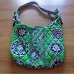 Vera Bradley Olivia Cupcakes Green Navy Quilted Shoulder Bag Purse Small EUC Photo 1