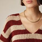 J.Crew  Montauk Pullover Sweater V Neck Striped Beechwood Bordeaux Large NWT Photo 2