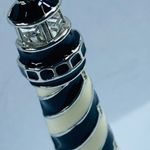 Pacific&Co Lighthouse Brooch Pendant PS& Black White Silver Tone Metal Stripe Ocean Beach Photo 9