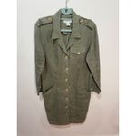 Banana Republic Vintage 80s 90s Safari & Travel Green Linen Jacket Shirt Dress M Photo 2
