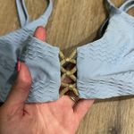 Light Blue Bikini Top with Gold Accent Size M Photo 1