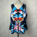 City Chic Prism Printed Peplum Blouse Black Blue Rainbow Size XL / Plus Size 22 Photo 6