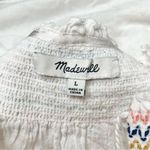 Madewell Rainbow Smocked Trapeze Mini Dress Kimono Floral Pale Parchment Large Photo 7