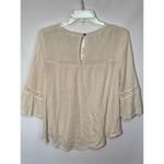 love on a hanger Women's Bell Sleeve Boho Rayon Lace Blouse Cream Medium Photo 5