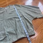 LUQ Anthropologie Hade cropped wrap top green 100% Cotton kimono sleeves Large Photo 6