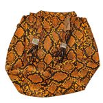 Womens NEW Large Orange Snakeskin Pocket Bucket Backpack Purse Photo 2