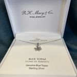 Macy's Sterling Silver Blue Topaz Necklace Snowflake Pendant Photo 1