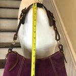 Dooney & Bourke DOONEY BURKE Purple Suede Brown Leather Hobo Shoulder Bag w Dooney Duck HangTag Photo 4