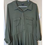 Torrid  Olive Green Shirt Dress Skater Knee Length Stretchy Size 3/3X Photo 1