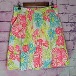 Lilly Pulitzer  PLEATED A LINE COTTON TWILL LINED BRIGHT BOLD FLORAL PREPPY SKIRT Photo 0