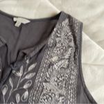Lucky Brand  Charcoal Embroidered Blouse Photo 7