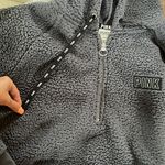 PINK - Victoria's Secret  half zip dark gray Sherpa hoodie Photo 4