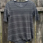Eileen Fisher  Gray Striped Linen Top Small Photo 0