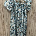 Anthropologie Midi Dress Women Babydoll Blue Floral Puff Sleeve Smock Sz XSP Photo 4