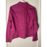 Chico's  Platinum Ruffle Trim Jacket Size 1 Magenta Cotton Blend medium Photo 2